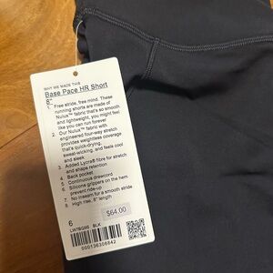 lululemon athletica Black Base Pace HR Short